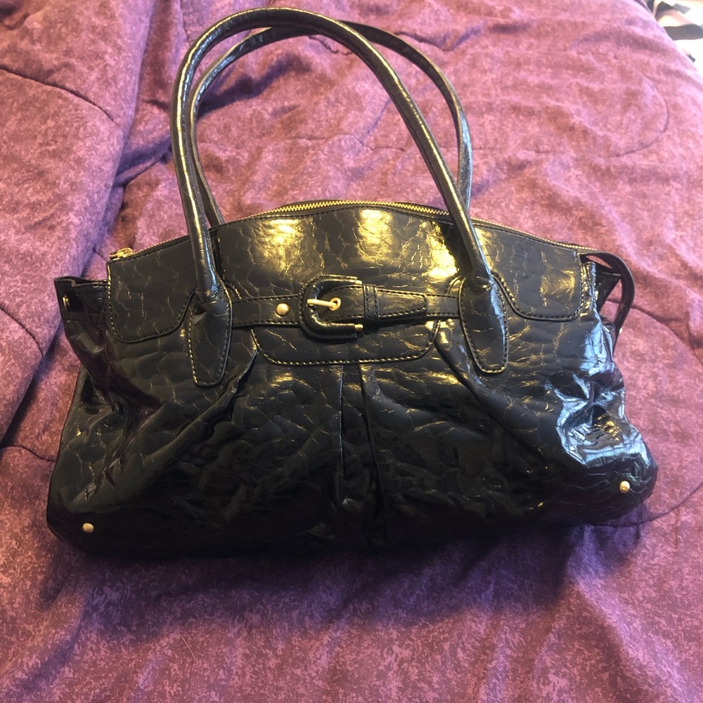 Maxx New York Signature Black PVC Leather Handbag